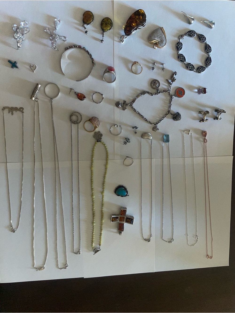 Sterling Silver Mixed Jewelry Collection - Assorted Silver and Turquoise Pieces